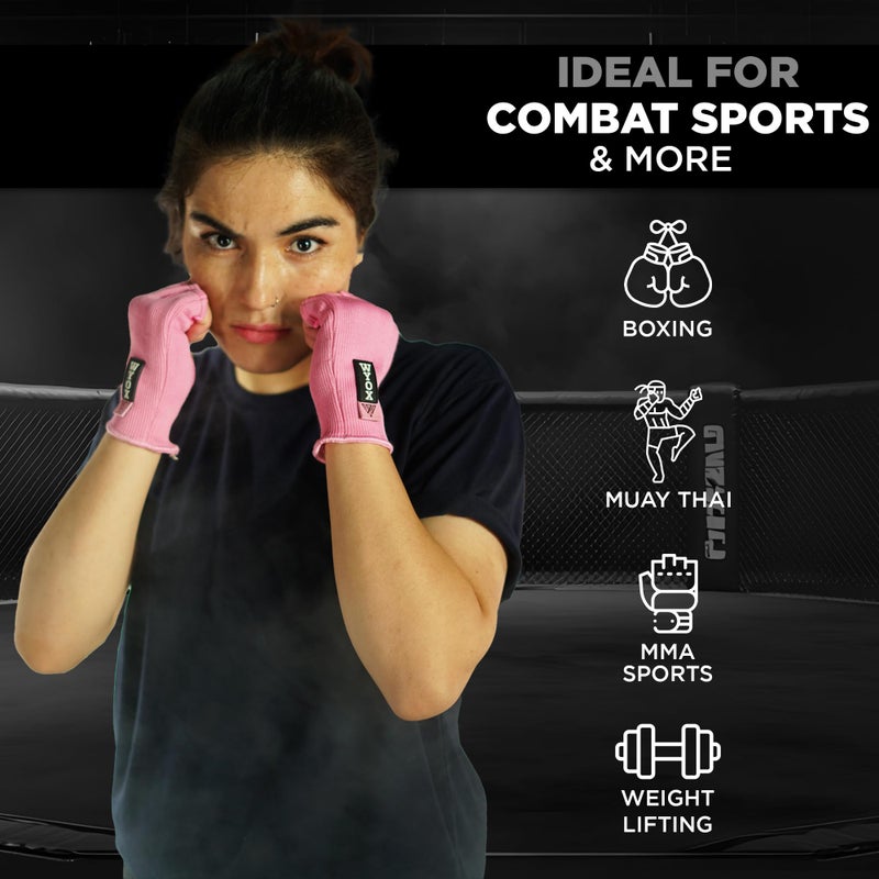 WYOX Boxing Hand Wraps Inner Gloves Men Women, Half Finger Under Mitts with Elasticated Bandages for Fist Protection, Ideal for Muay Thai, Kickboxing, MMA, and Martial Arts, Perfect for Training - Image 4